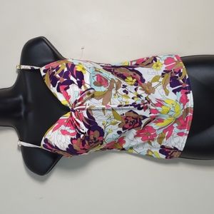 Victoria Secret Swim Push Up Tankini Top Floral Tie Front 32 B C
